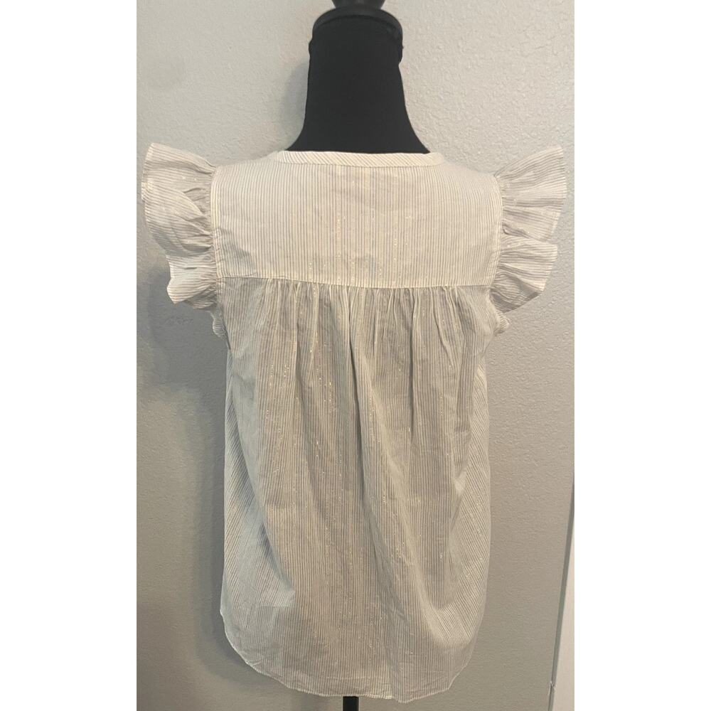 Madewell Ruffle - Sleeve Bib Top Metallic Stripe - Size Sm - Picture 4 of 8